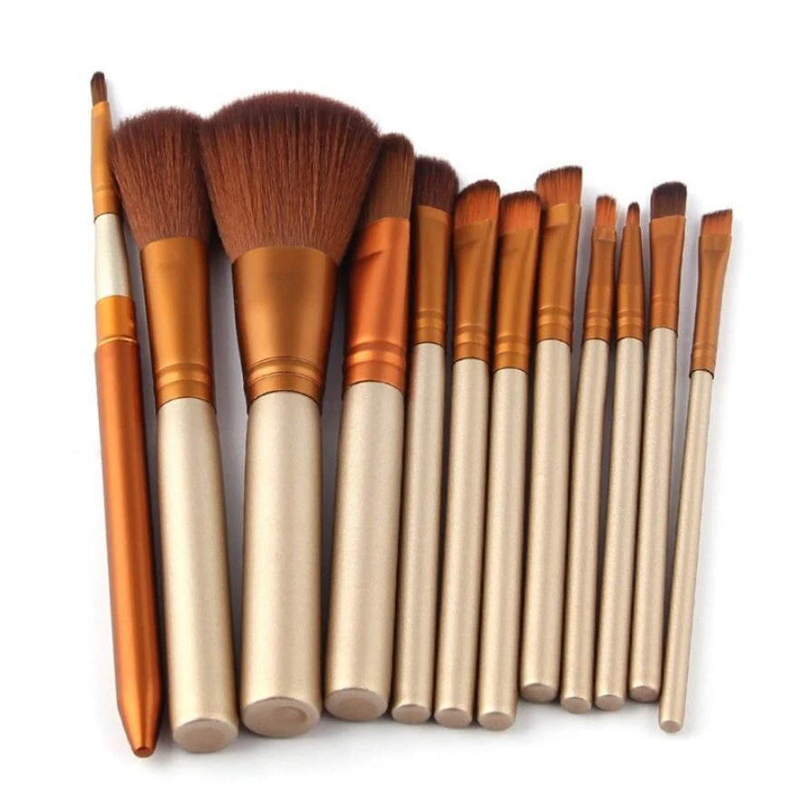 12 PCS Makeup Brushes Set In Aluminum Box
