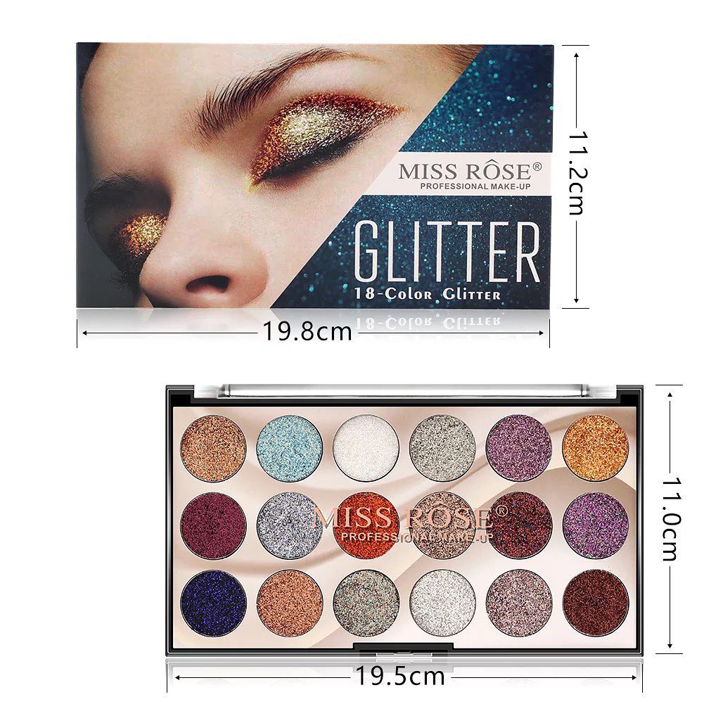 MISS ROSE 18-Color Glitter Eyeshadow Palette