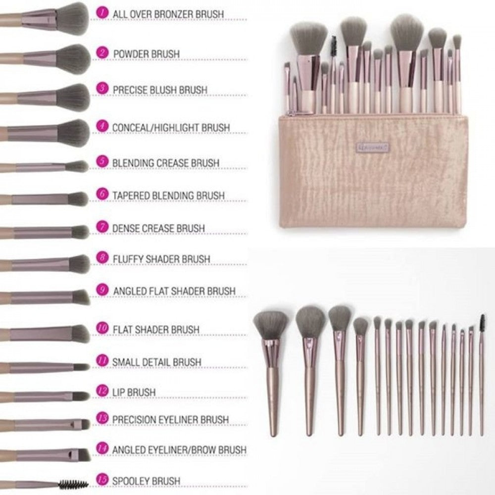 BH Cosmetics Lavish Elegance - 15 Piece Brush Set with Cosmetic Bag