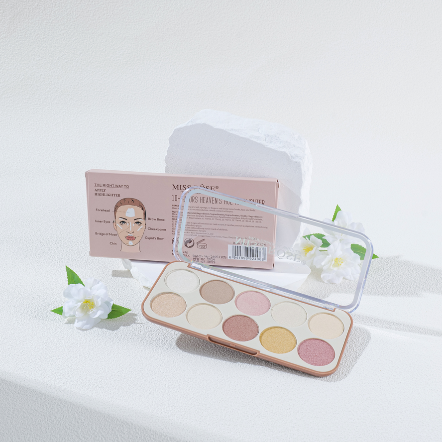 Miss Rose 10 Color Heaven Hue Highlighter Palette