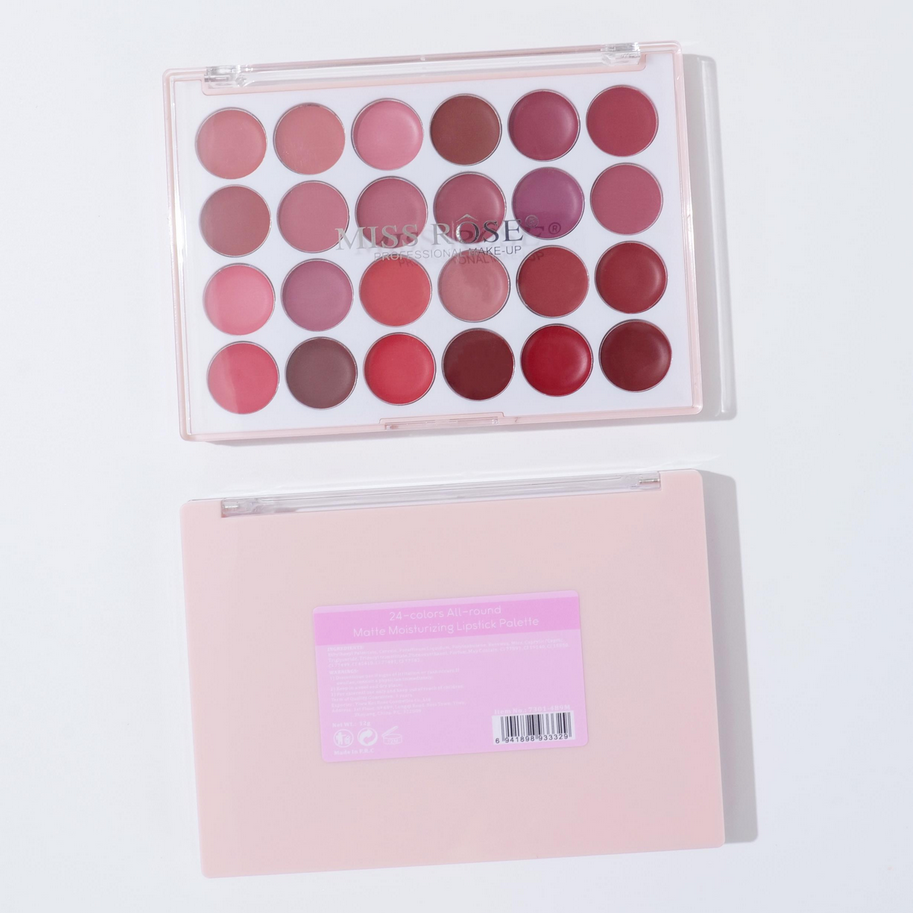 Miss Rose 24 Color All-Round Moisturizing Matte Lipstick palette