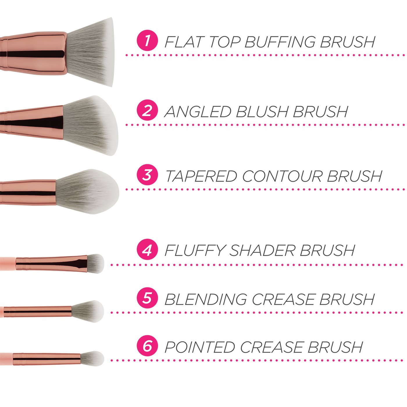BH Cosmetics Petite Chic Mini 6 Piece Makeup Brush Set