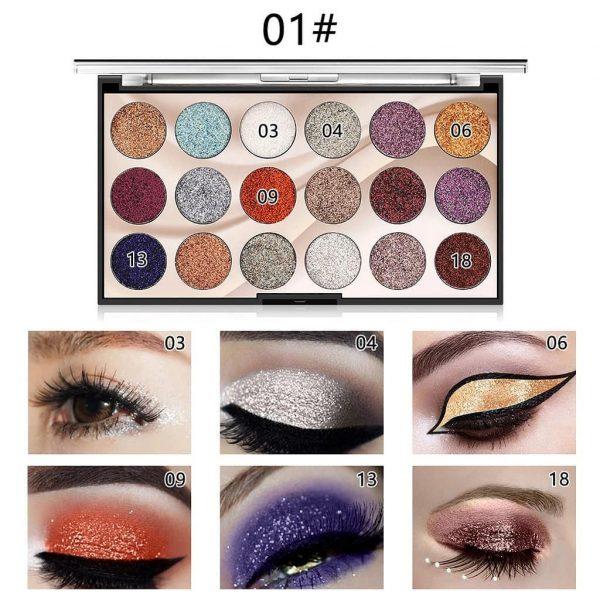 MISS ROSE 18-Color Glitter Eyeshadow Palette