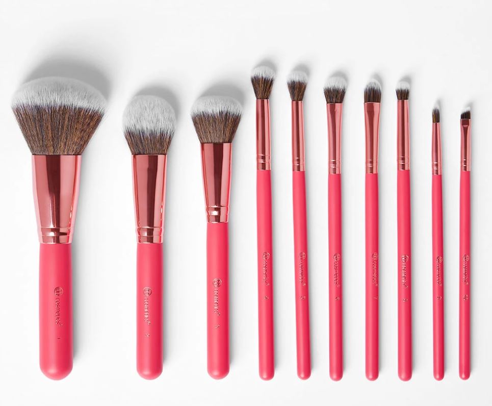 Bombshell Beauty 10 Piece Brush Set with Bag