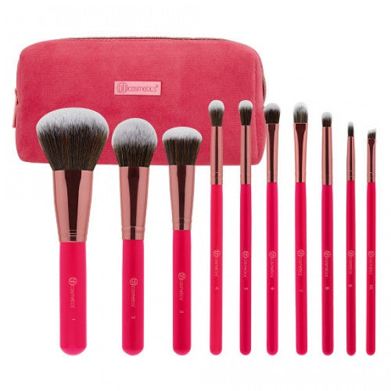 Bombshell Beauty 10 Piece Brush Set with Bag